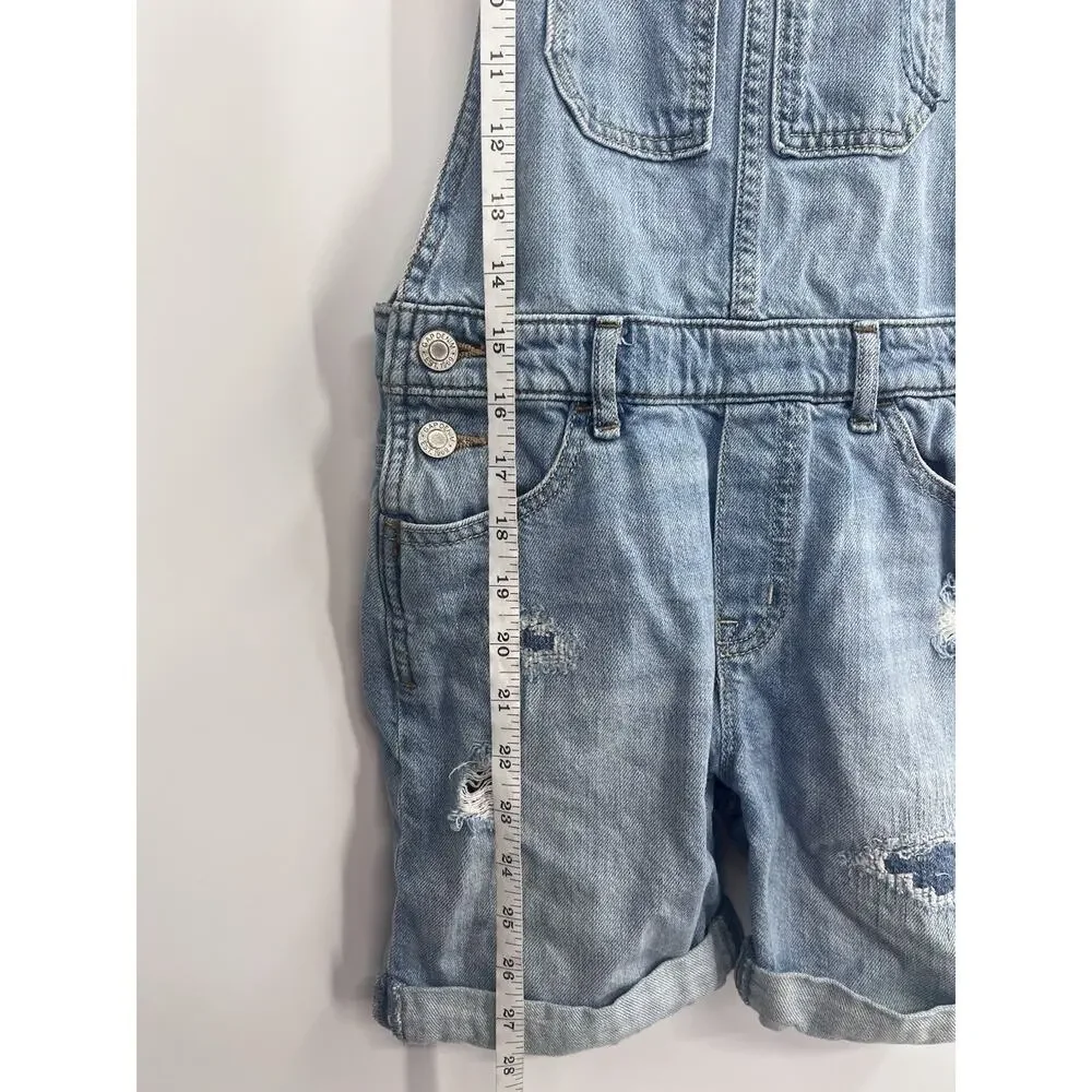 Gap Denim Girls Shortall Overalls Large Light Wash Cuffed